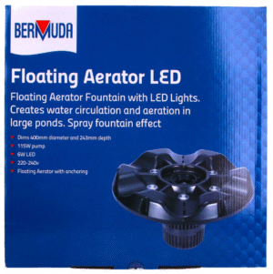 Bermuda Floating Pond Aerator and Fountain with LEDs Water Feature for Large Ponds LED Lights